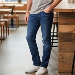 Urban Star Jeans Stretch Men's 38x32 Dark Blue Denim Pants Straight Leg Casual